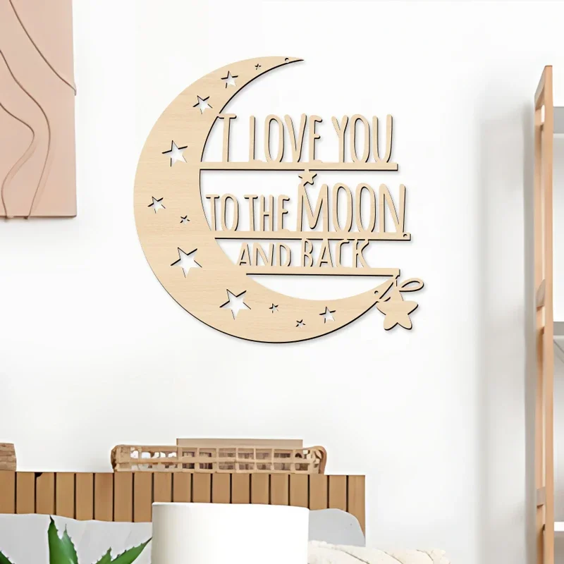 Wall Sign Wooden Moon Letters & Signs I Love You to the Moon and Back Wall Plaque Sign With Love Quote Monogrammed Wall Decor