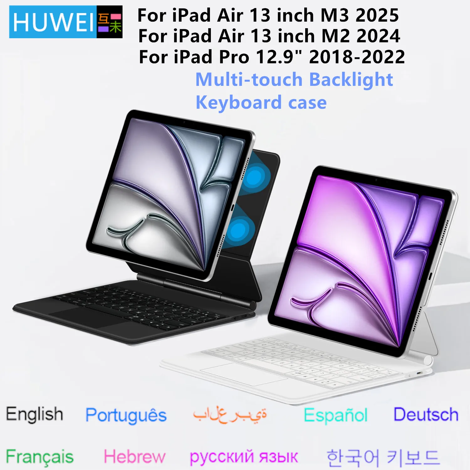 

Magic Keyboard Case for iPad Air 13 inch M3 2025 iPad Air M3 M2 13" Pro 12.9 A3268 A3269 A3271 Smart Cover Folio Multi-touch