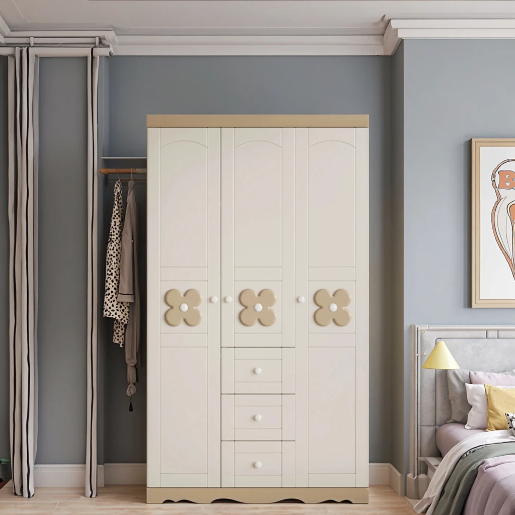 Modern Pink Girls Wardrobe Cheap Wholesale Small Bedroom Furniture Clothes Organizer Cabinet MDF Door for Kids for Apartments