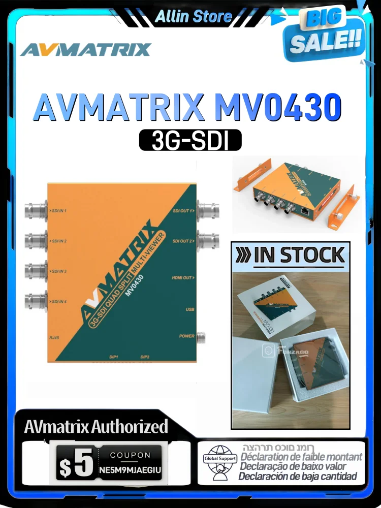 AVmatrix MV0430 3G-SDI Scaling Converter Multiviewer for SDI Monitor 4 channel SDI multiviewer scaler Signal Converter