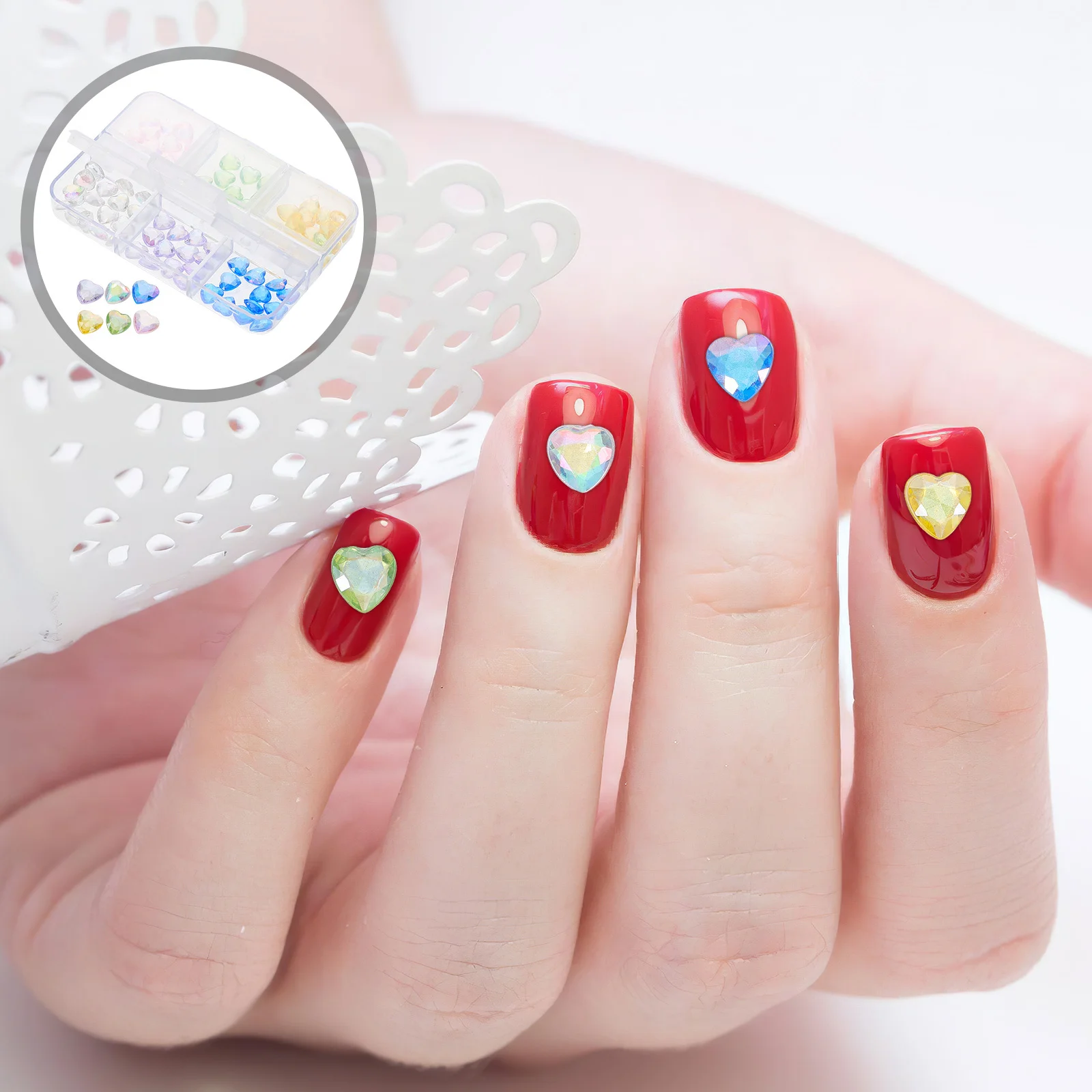 

1 Box Heart Resin Nail Charms DIY Nail Art Rhinestones Kit Manicure Decoration Small Gems Fake Nails Nails Jewels