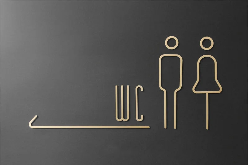 1 stücke Kreative Messing Wc Logo männer und frauen Wc Türschild Waschraum Zeichen Wc Platte Metall beschilderung Bord – Detail 6