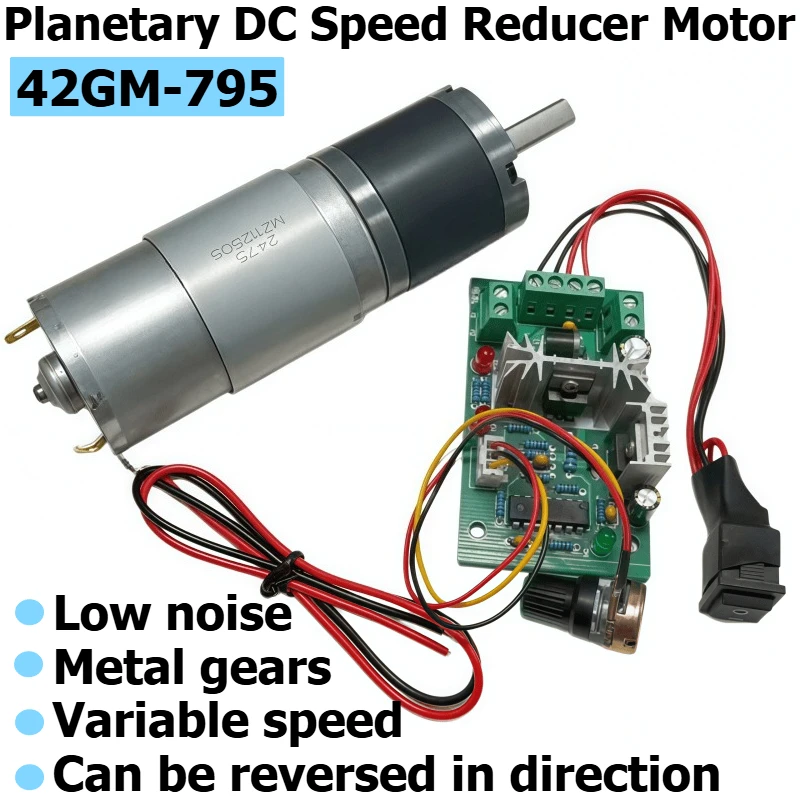 42GM-795 planetary reduction motor, equipped with a speed controller, with a bracket-mounted motor, 24V