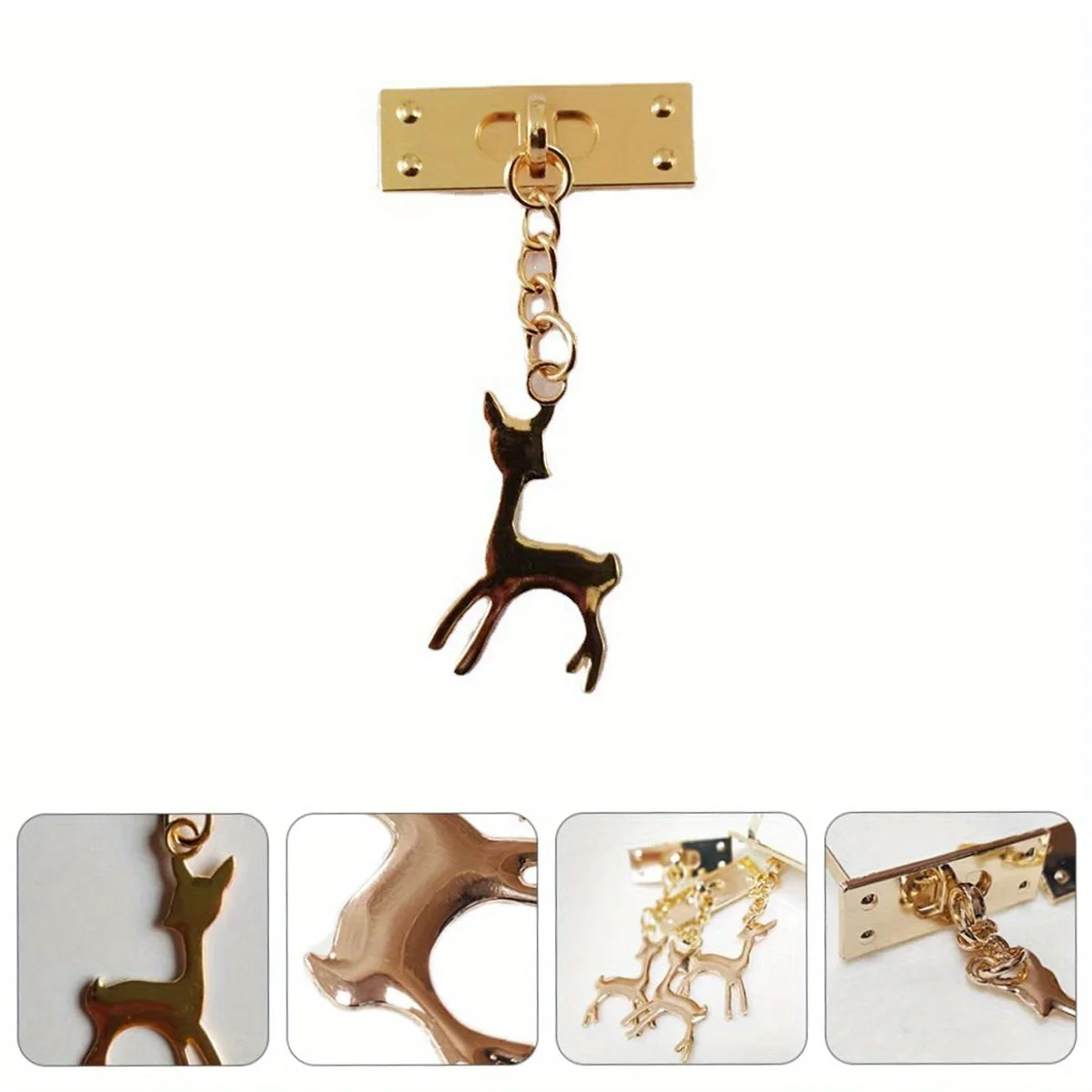 2Pcs Exquisite Metal Cute Deer Clasp Buckle Buckles Bag Purse Hat Decor With Tassel Hardware DIY Leather Craft Accessories