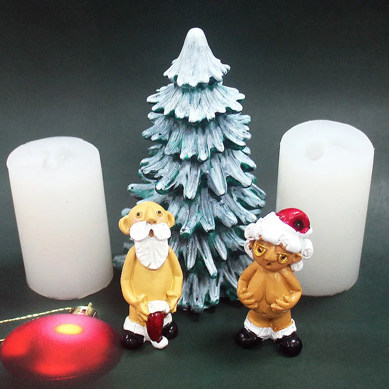 Funny Santa Couple's Gypsum Silicone Mold Creativity Grandpa and Grandma's Dropping Glue Decoration Lollipop Silicone Mold