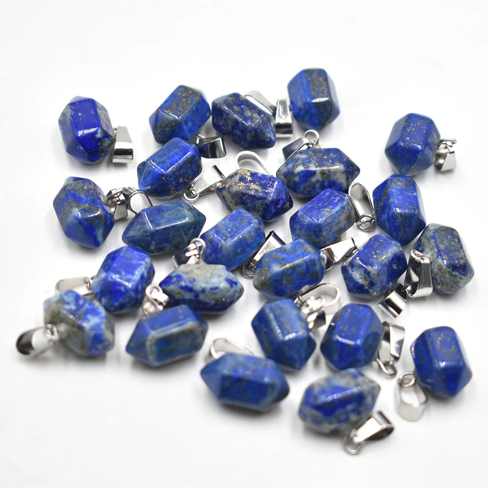 

Wholesale 24pcs/lot 2022 trendy natural stone Lapis Lazuli pillar shape point charms pendants for jewelry making free shipping