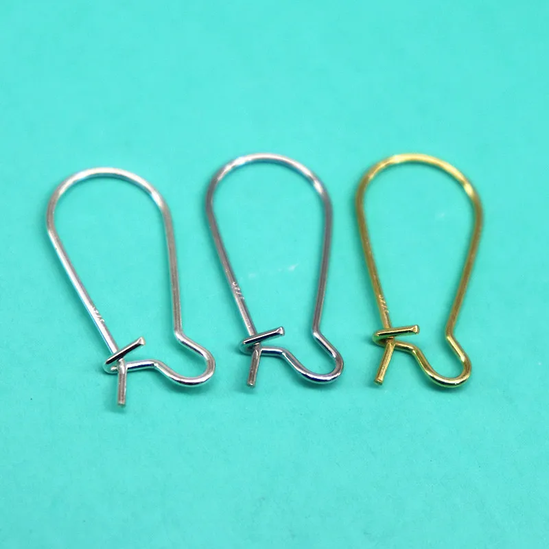 07mm Earring Hook Solid 925 Sterling Silver Ear Wire Hoop DIY Jewelry Making Accessories Supplies Kidney Shaped 1Pair Gold Color