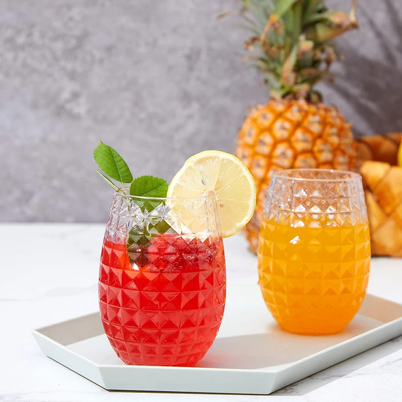 12oz Wine Glasses Whiskey Cocktail Juice Drinking Plastic Cups Unbreakable Reusable and Recyclable for Outdoor Pool Party Picnic