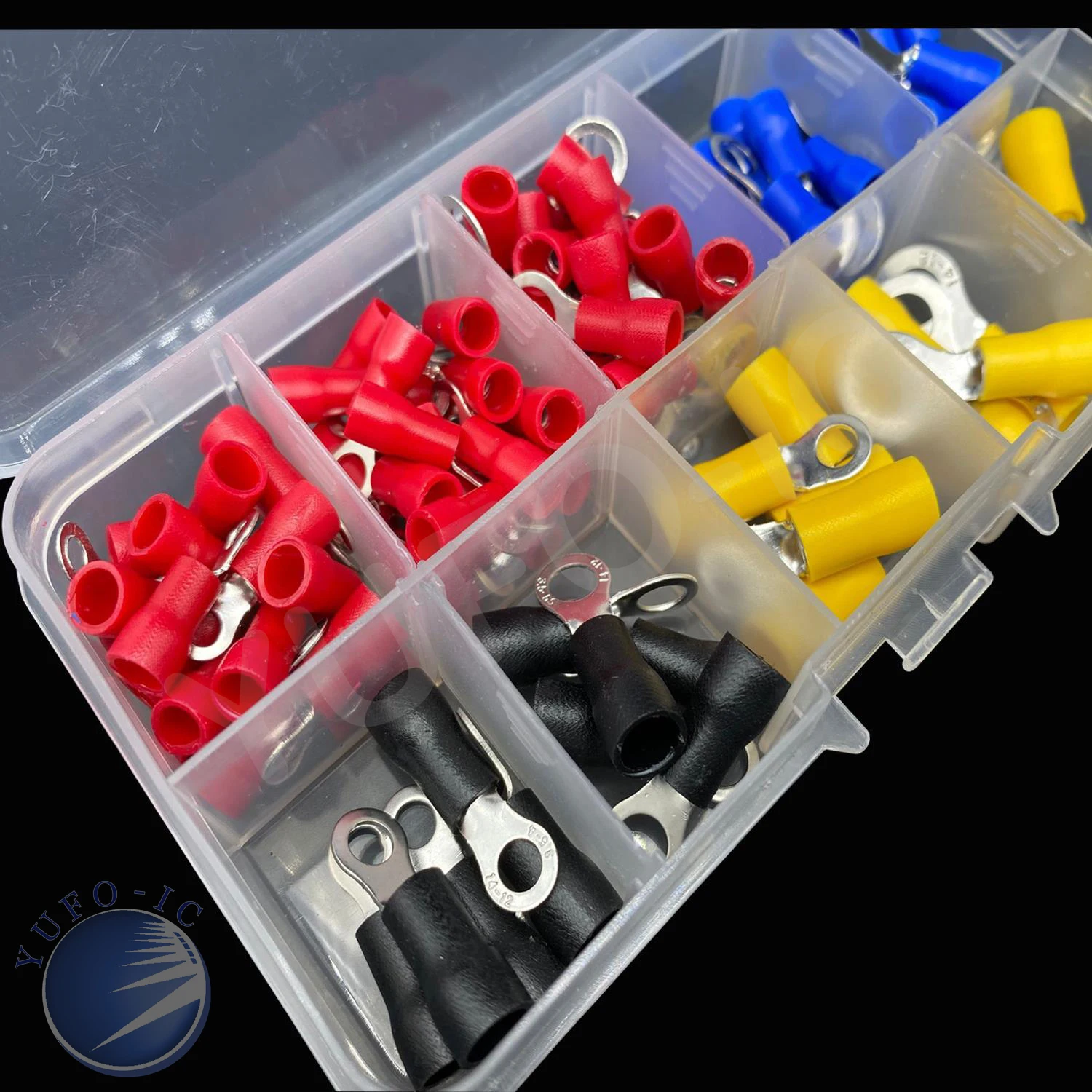 102PCs RV1.25-3-4-5 RV2-5-6 RV3.5-4-5 RV5.5-4-6-8 Pre-Insulated Frok u-type Wire Copper Electronic Crimp Kit RV Ring Terminal