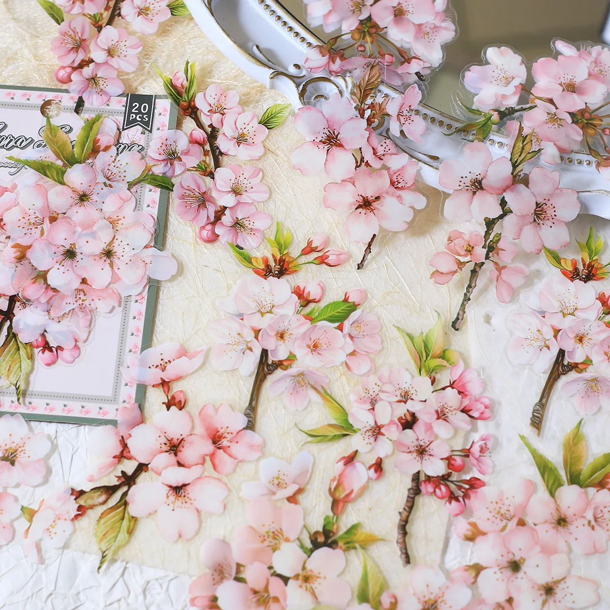 20pcs PET Floral Stickers Hand Account Collage PET Stickers for Scrapbooking Material Decor Album Junk Journal Diary Stickers image 6