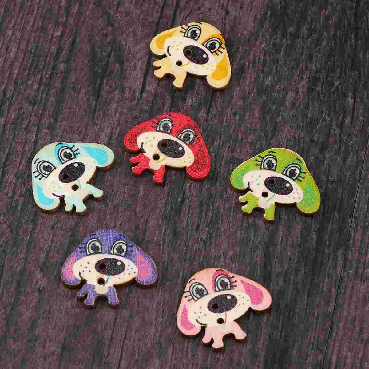 

100 Pcs Baby Dress Button Buttons for Crafts Flatback Wood Dog Clothing Accessories Wooden Manual