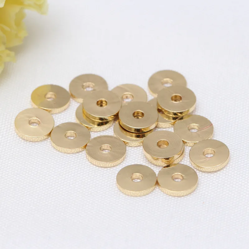 18K Gold Plated Flat Round Beads ,Spacer Bead For Jewelry Making Separator For Beads bracelet Necklace Accessories，4/5/6/8mm