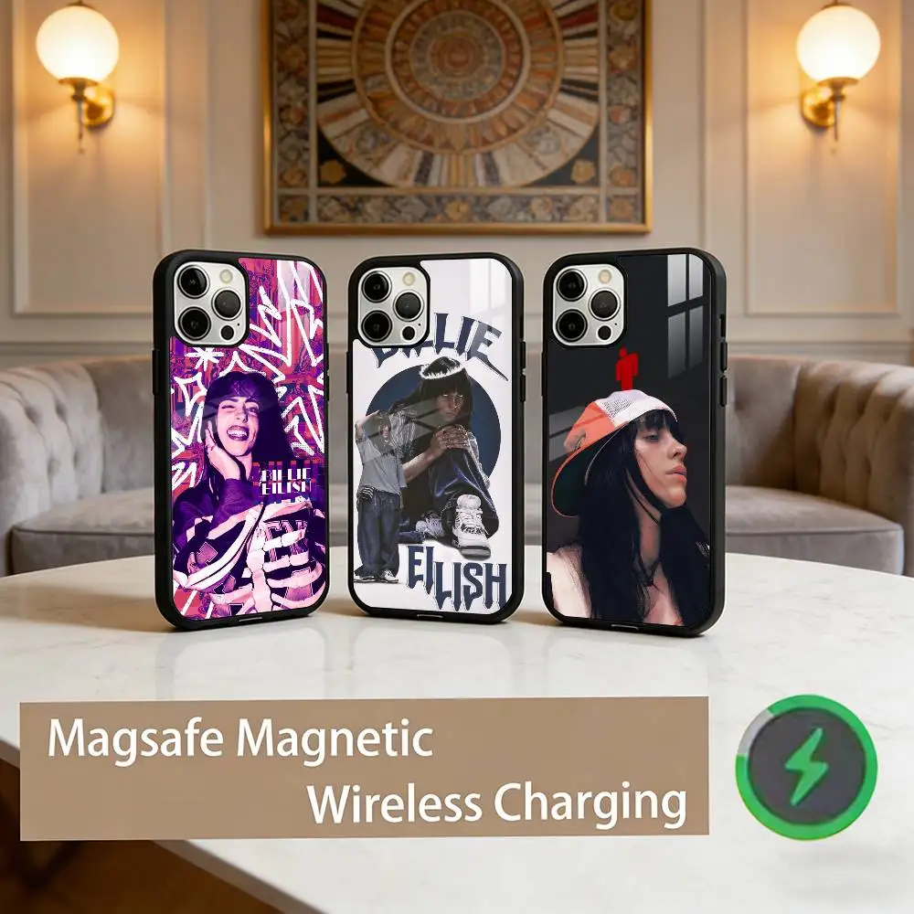 

Singer B-Billie Eilish Phone Case For iPhone17,16,15,14,13,12,11 Plus,Pro Max Magnetic For Magsafe Wireless Charging