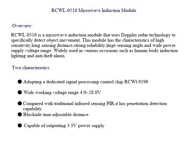 RCWL-0516 Mikrowellen-Radarsensor-Schaltmodul, Sensor-Modul für den menschlichen Körper, intelligenter Sensor-Detektor – Detail 2