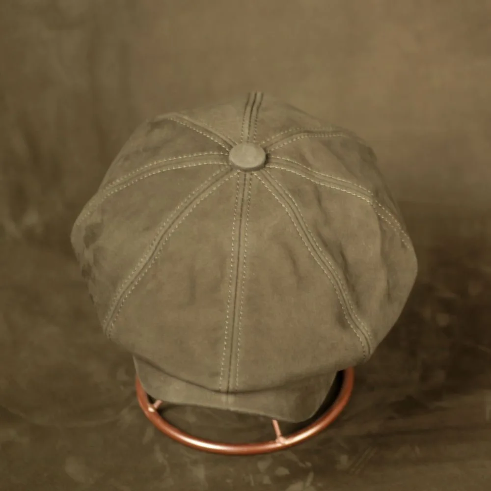 Genuine Leather Boina Hombre Winter Hat Matte Suede Cowhide Beret Warm Octagonal Cap Spring Cotton Men/Women Sombrero gorros