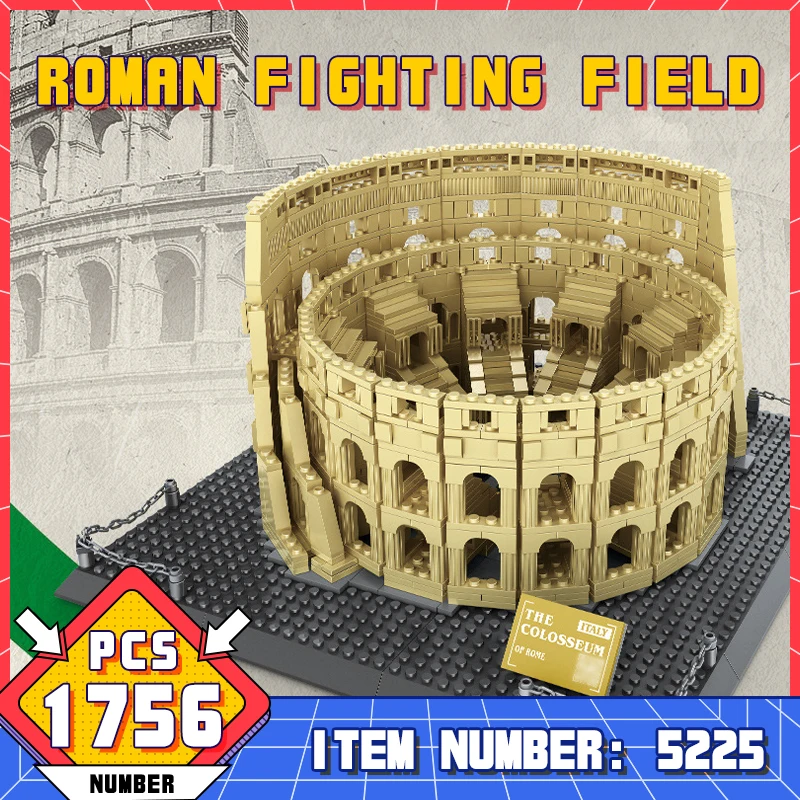 

WG5225 Архитектурная модель Римского Колизея в сборе Строительные блоки Всемирно известное живописное место Архитектурная коллекция Настольных украшений Орнамент/Подарок для мальчиков и взрослых