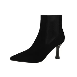 Wildlederstiefel für Frauen, High Heels, sexy ernannter Finger, Änderungsantrag auf dem Kofferraum, schwarzer Karamell, Herbst und Winter, Newcomer, E50-72 4 Hauptverkäufe Frauenstiefel Karamell - №1