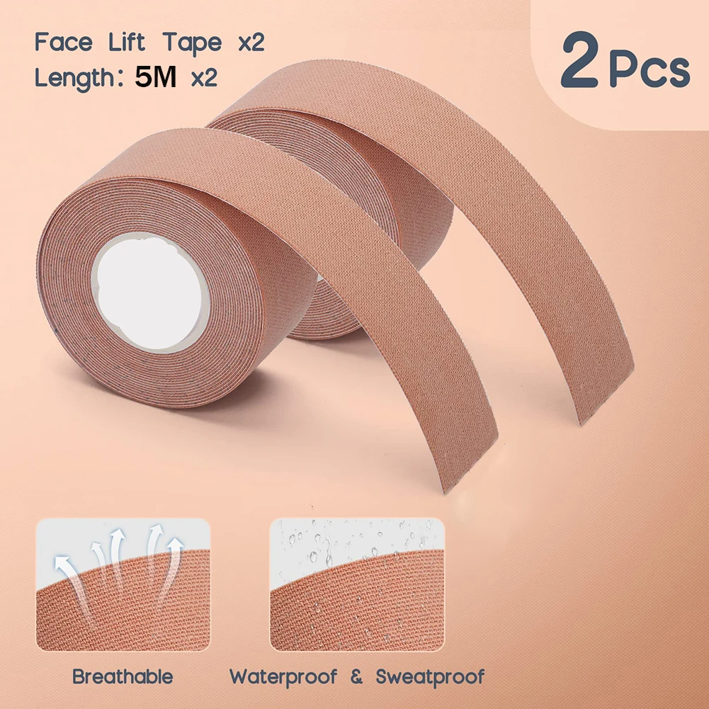 2 Rolls Facial Myofascial Face Lift Tape, Face Tape For Castor Oil, Breathable Face Lifting Patches For Firming Tightening Skin image 6