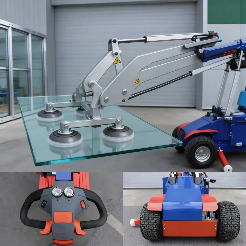 FOB Industrial Transportation Equipment Reliable Glass Lifter Machine 6 Pads Heavy Duty For Workshop Factory Use Machinery