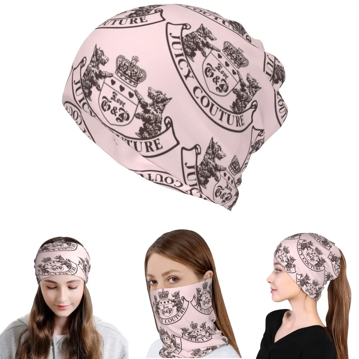 Y2k Juicy Couture Crest Bandana Neck Gaiter Wrap Scarf Multi-use Headwear Beanies Hat for Men Women Adult Washable