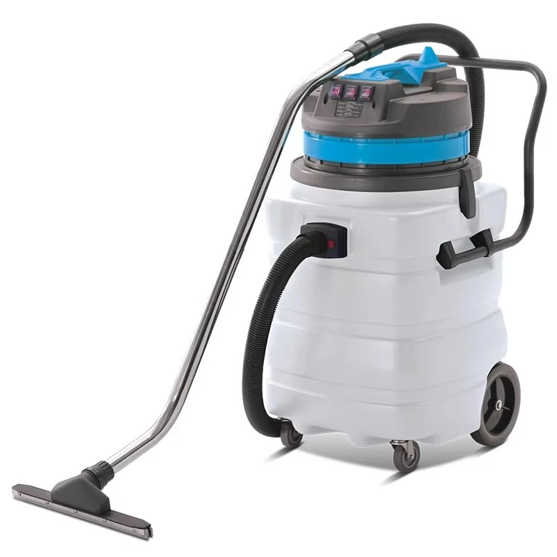 Industrial 90L Dual-Use Vacuum Cleaner Manual Large Suction Water Removal Hotel Machine Wet & Dry 3-Motor Powerful Plastic Tank