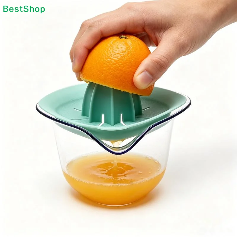 ☭Manual Citrus Juicer with Glass Measuring Cup,Handheld Orange Lemon Squeezer,Portable Citrus Press with Strainer