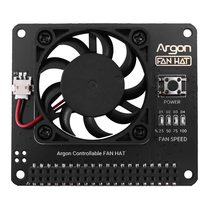 New-3X Argon Fan HAT per Raspberry Pi 4/ 3 Ventola di raffreddamento con software Velocità regolabile / 40 mm Grande ventola per Raspberry Pi4