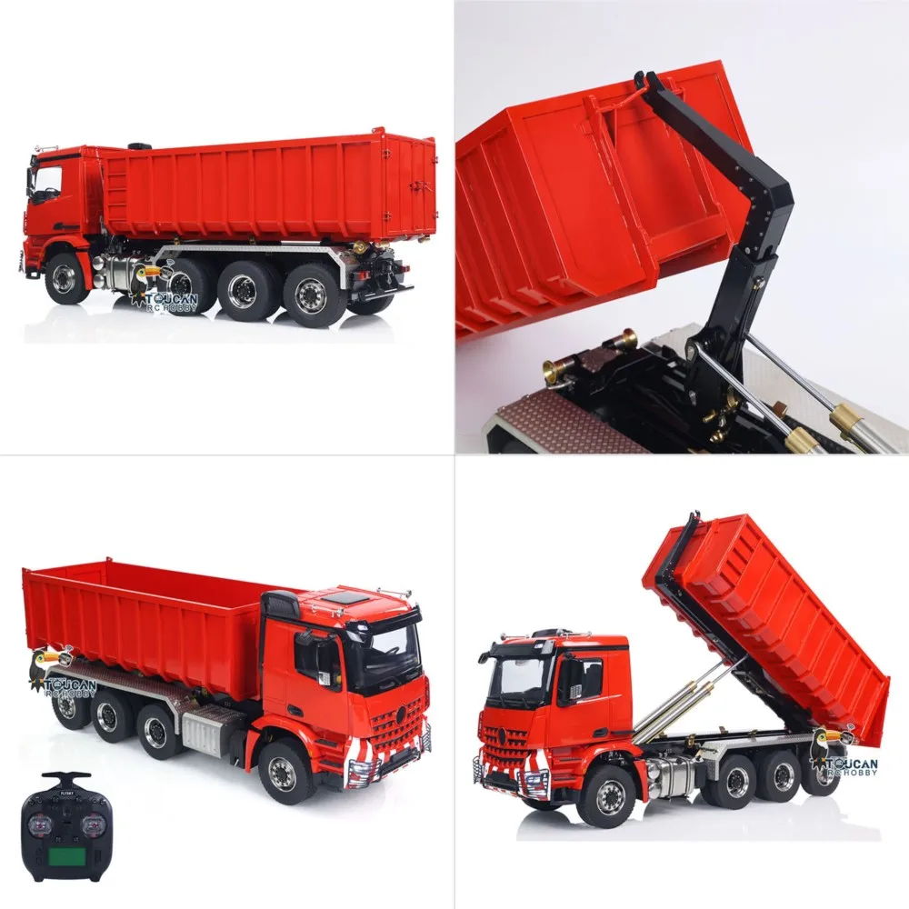 1/14 RC Hydraulic Dumper Truck 8x8 Roll On Off Full Dumper Car Model Rear Axle Steering and Lifting Light Sound RC Toys  TH23576 view 4