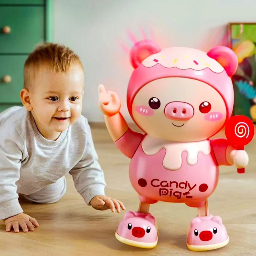 LED Lights Electronic Pets Pig Dancing Toy Swing Cartoon Animal Pig Cartoon Animal Plastics Music Early Education Toys Birthday