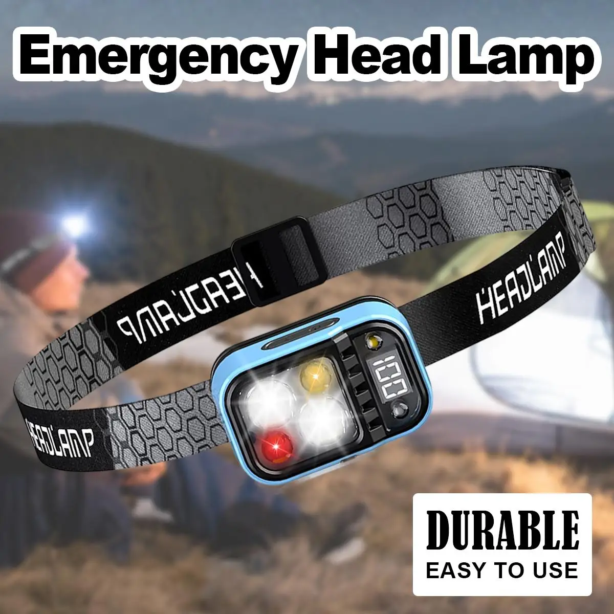 

Adjustable Led Headlamp Torch With Power Display Sensor Control Cob Water Resistant Rechargeable High Power Emergency Flashlight