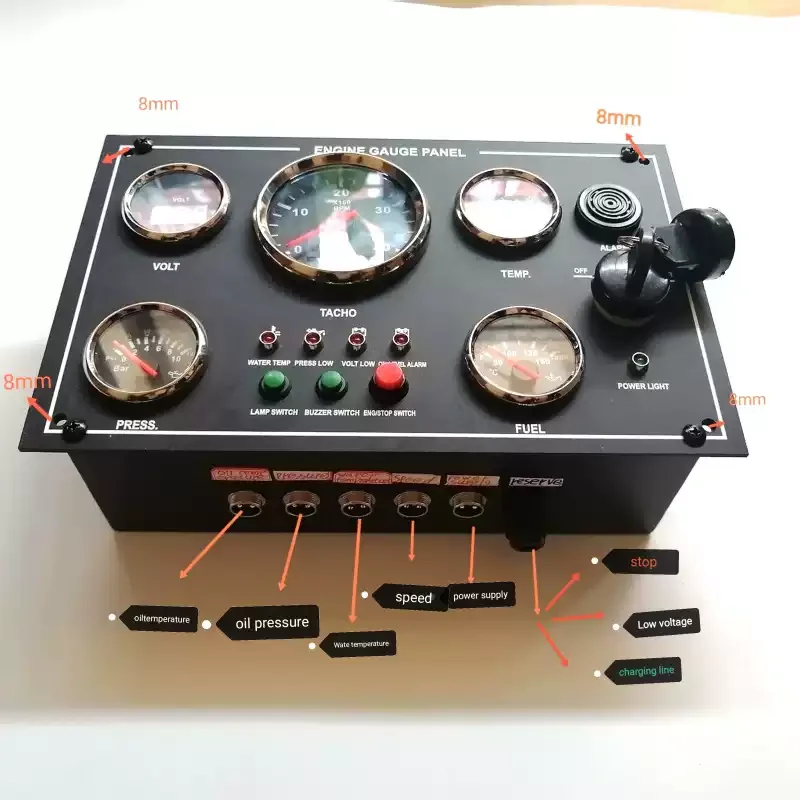 For Waterproof Marine Diesel Engine Control Panel, Instrument Panel Switch Panel Marine Monitoring Equipment for Boats Yachts