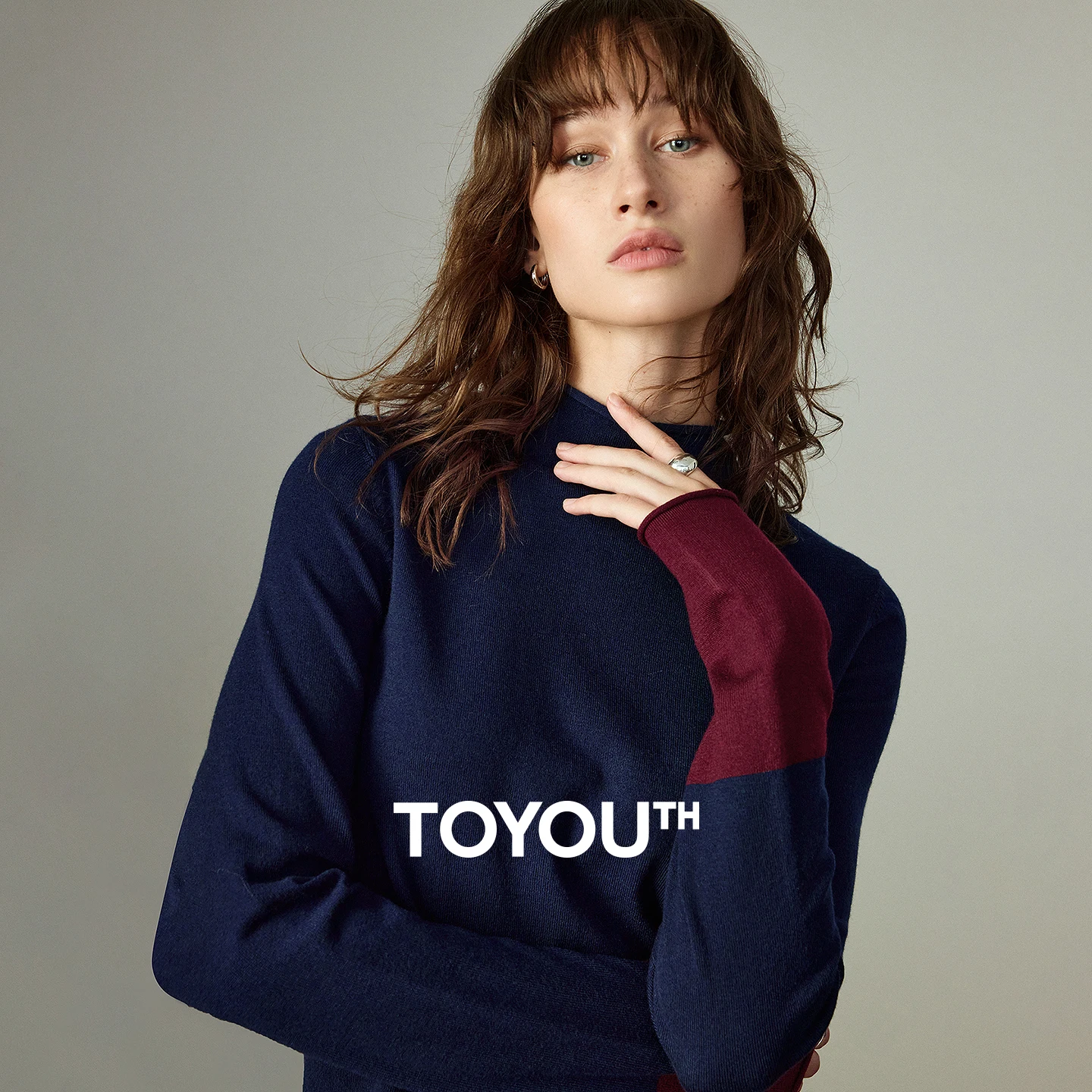 

TOYOUTH Women Knitted Sweaters 2025 Winter New Slim Half-high Collar Warm Amber Streamer Color-block Base Layer Tops