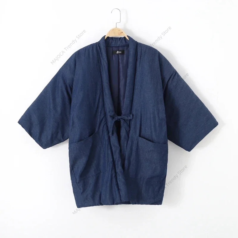 New Hanten Jacket for Men Traditional Japanese Cardigan Coat Samurai Winter Kimono Yukata Asian Homewear Clothes Haori Women
