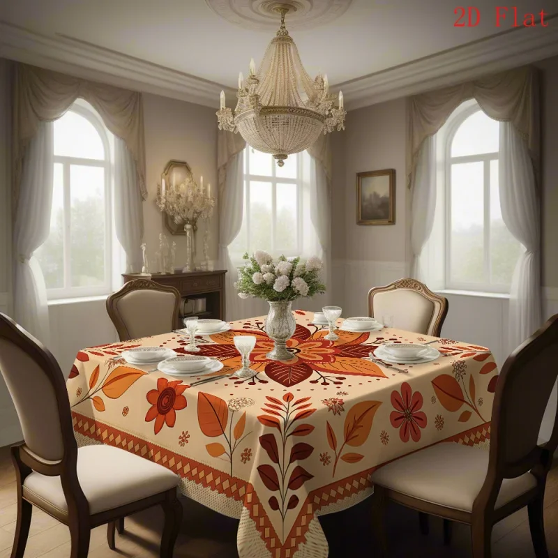 1PC 【2D flat banner】 featuring a pattern of beige background with orange-brown flower leaf combinationsxzj