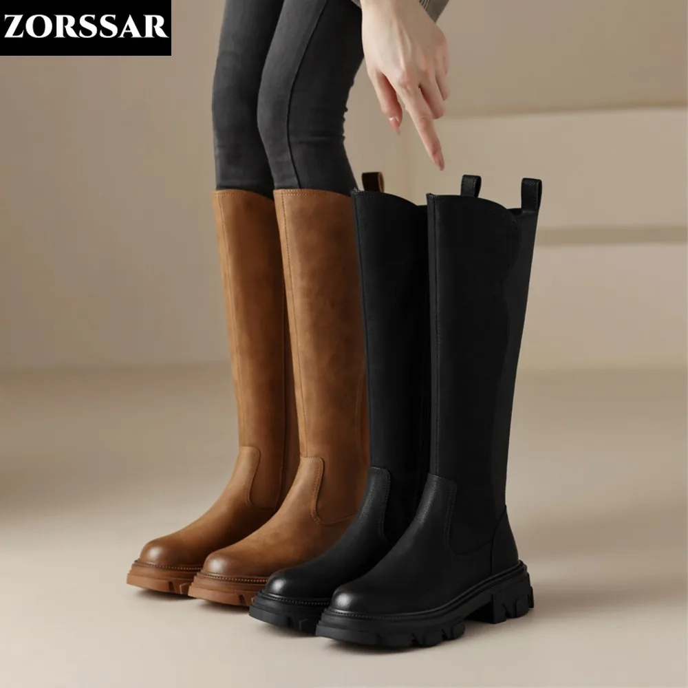 

Women Stretch Knee High Boots Flats Autumn Winter Classic Retro Catwalk NightClub Pole Dancing Pretty Lady Thigh High Work Boots