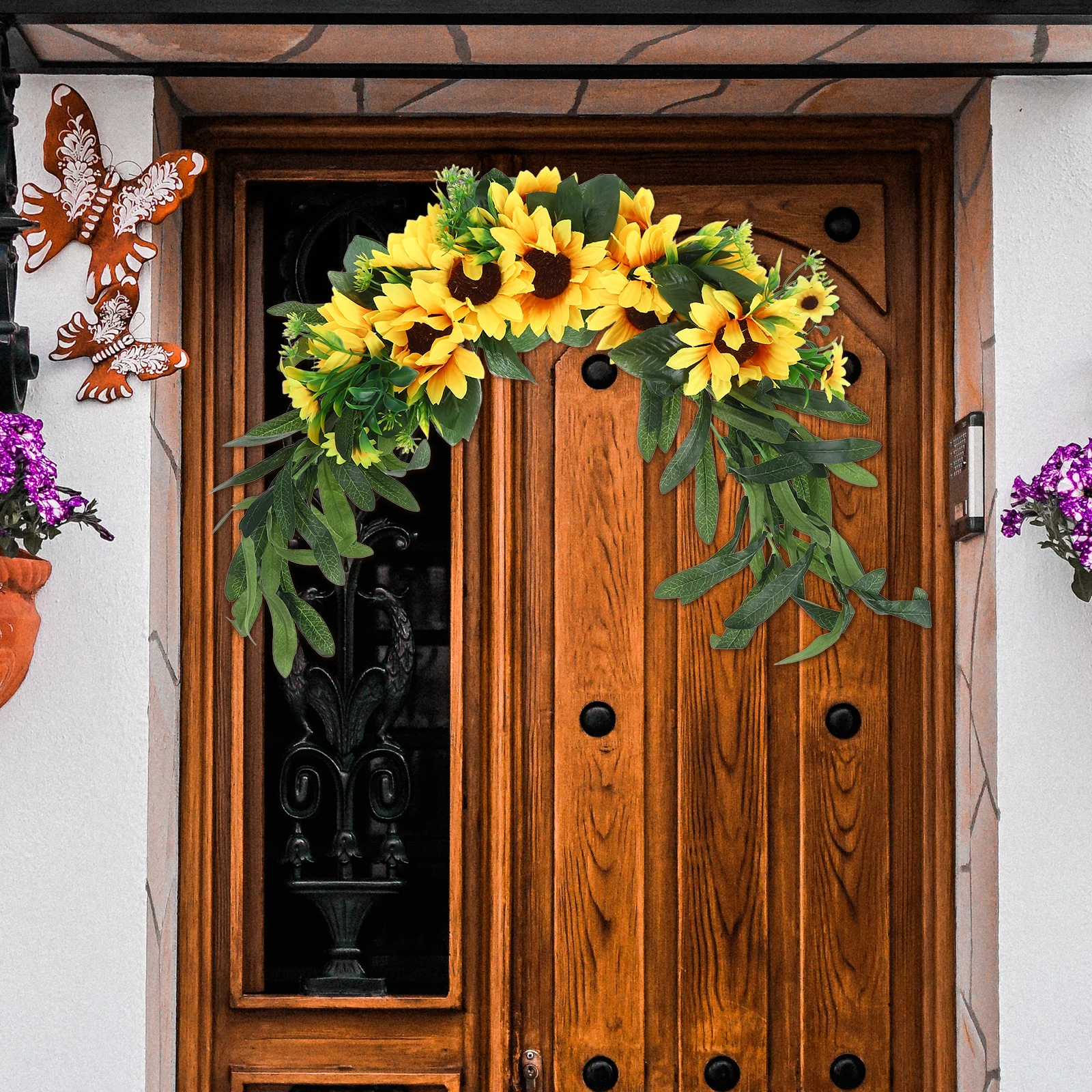 

H made Sunflower Swag Eco Friendly Decor Home Door Wall Window Garden Wedding Romanticsunflower wreath floral swag