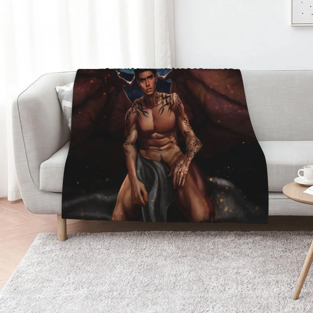 Rhysand from A Court Of Thorns And RosesII Throw Blanket Flannels decorative Plush Decorative Beds Blankets