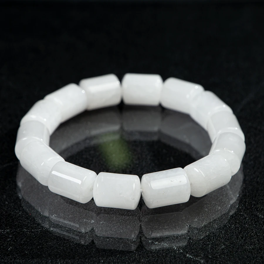 

TIMESWIND Original Natural Crystal White Cylindrical Beaded Men Women Bracelet Fashion Jewelry with Certificate