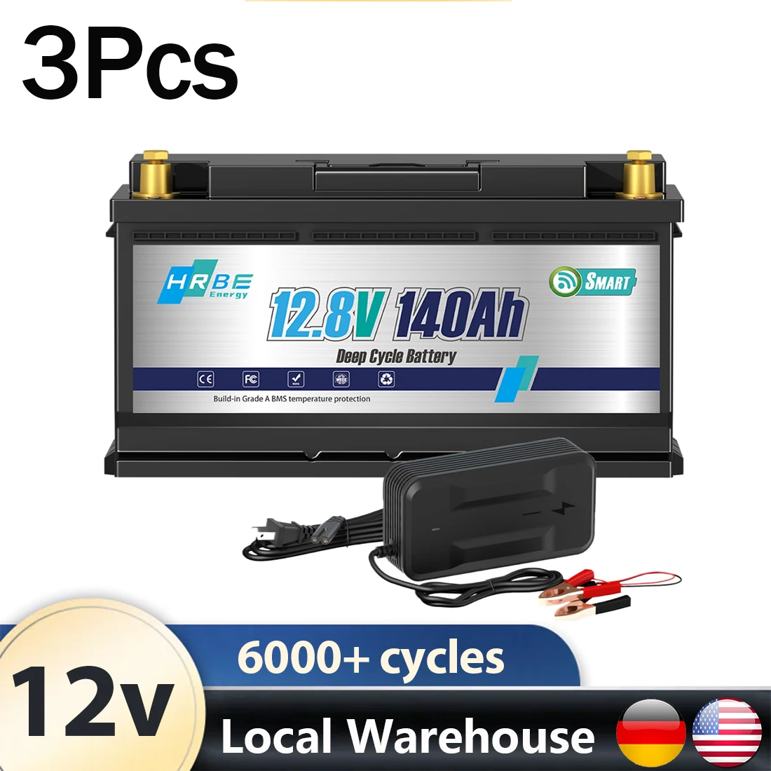 

12V 140AH LiFePO4 Lithium Battery with Low Temperature Protect,Built-in 100A BMS,for Trolling Motor,Camping,Home Energy Storage