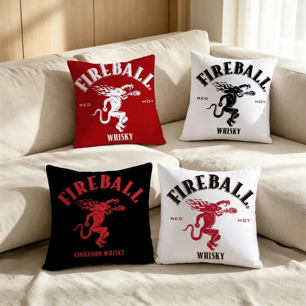 Whi-sky Fireball Devil couple Comfortable soft Pillow Case for Sofa cartoon kawaii Living Room Home office Decor Covers