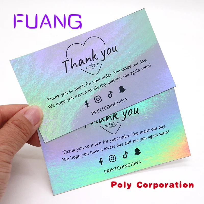 Custom  Customized Elegant Luxury Trendy Color Holo Thank you Business Holographic Cards Custom With logo