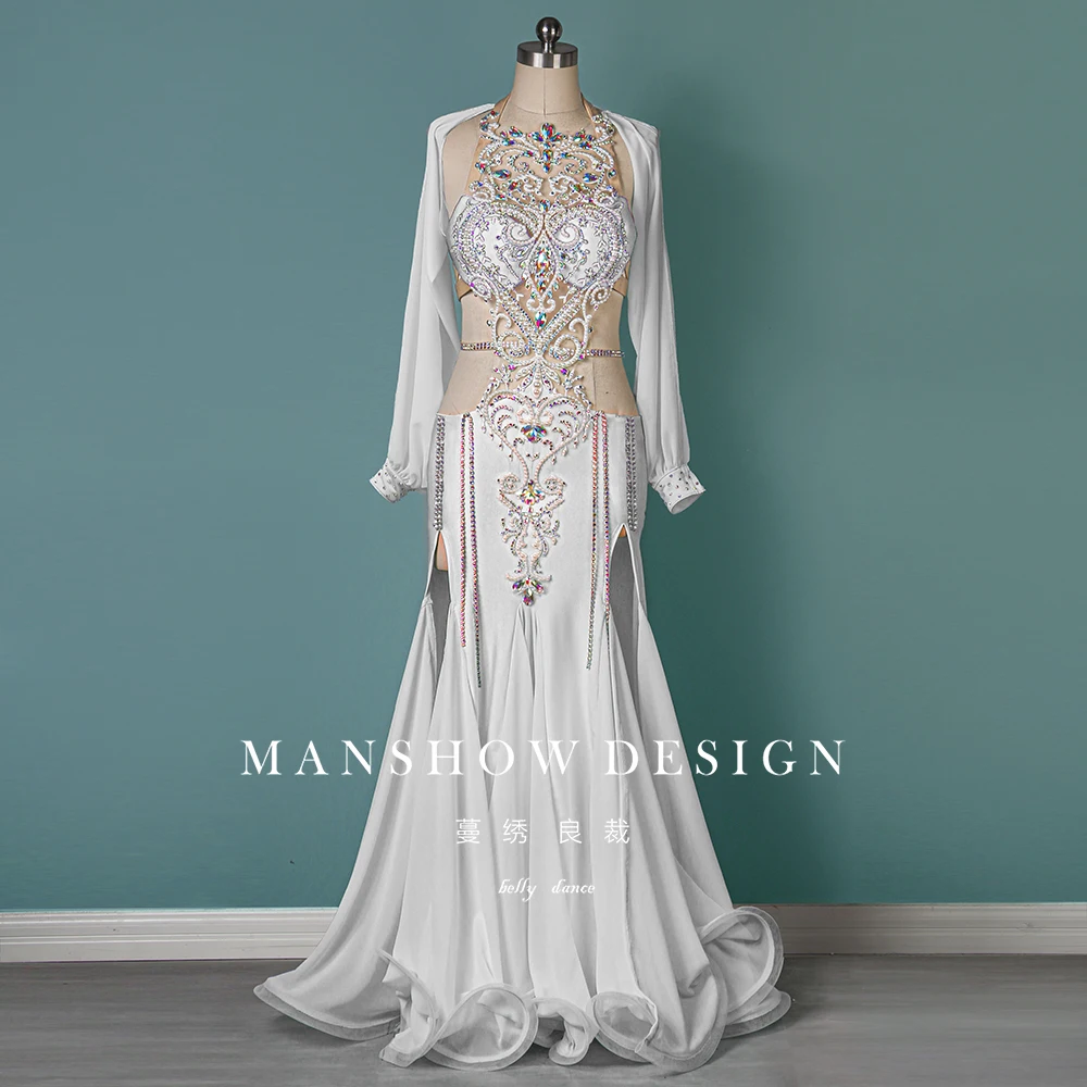 Customized Belly Dance Performance Costume One-piece Long Sleeved Set Conservative Eastern Dance Dress