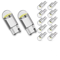 10/20pcs LED T10 W5W Canbus Glass COB 6000k Reading Dome Lamp Marker Wedge License PlateLight Bulbs 12V White Blue Red
