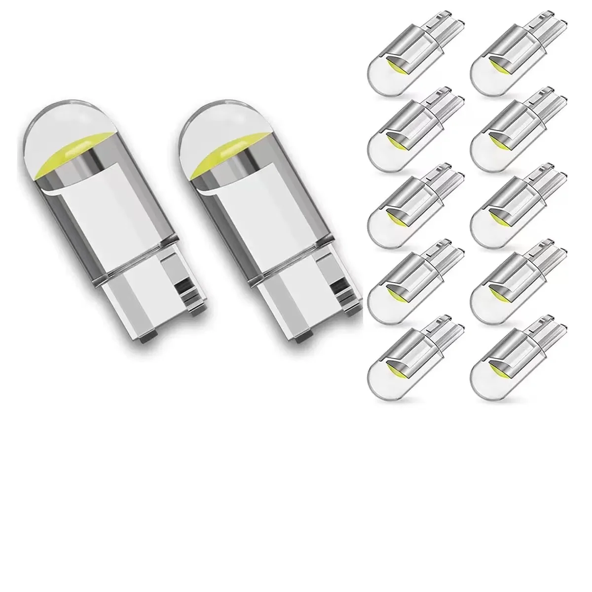 10/20pcs LED T10 W5W Canbus Glass COB 6000k Reading Dome Lamp Marker Wedge License PlateLight Bulbs 12V White Blue Red