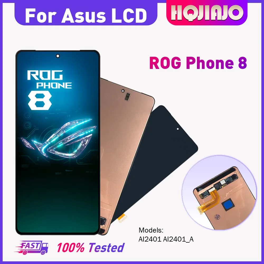 6.78'' AMOLED LCD For Asus ROG PHONE 8 AI2401 AI2401_A Display Touch Screen Digitizer Assembly Replacement Phone 8 100% Tested