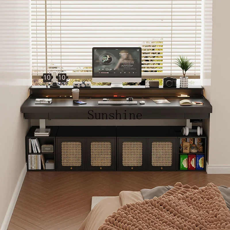 Double bedroom computer desk cabinet integrated learning home can be lifted and lowered simple