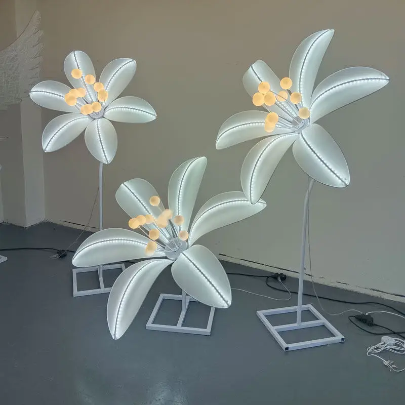 Wedding props Peony flower Lily flower road guide three-piece wedding stage arrangement window ornament