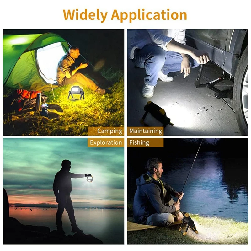 LED Work Light Rechargeable Portable - Folding Hyper Tough Working Lamp With Flood Light Stand For Outdoor Camping