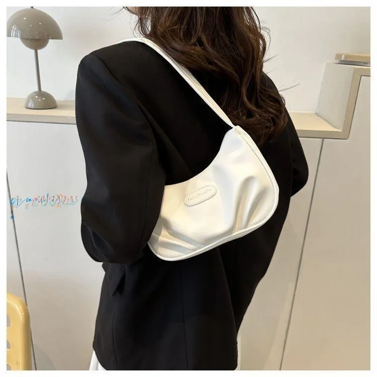 Fashionable Urban Minimalist Women's Underarm Bag Single Shoulder Crossbody Bag Pure Color Small Square Handbag Ins Style