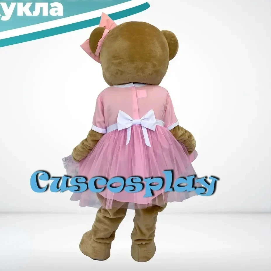 Kostium Niedźwiedzia Brązowego w Różowej Sukience, Przebranie Maskotki Niedźwiedzia dla Dorosłych, Strój Karnawałowy na Boże Narodzenie, Imprezy Karnawałowe dla Dorosłych